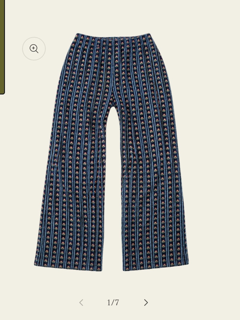 Cadets Everyday Poplin Navy Wide-Leg Pants in Floral Stripes NWT